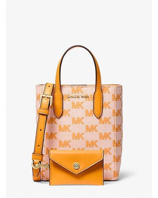Michael Kors Orange Vincent Extra-Small Logo Jacquard Crossbody Bag With Card Case
