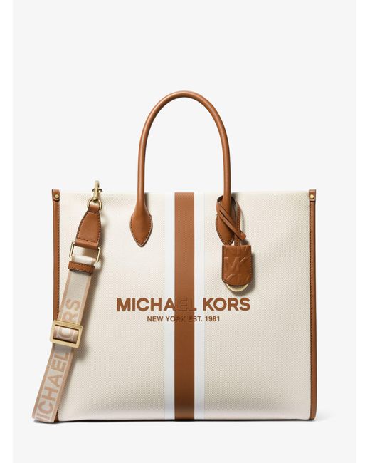 Michael Kors Natural Mirella Large Canvas Tote Bag