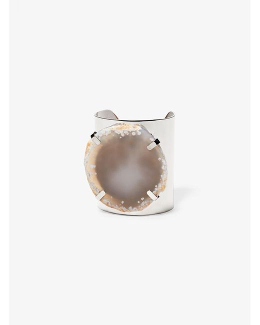 Michael Kors White Precious Metal-plated Brass And Agate Cuff