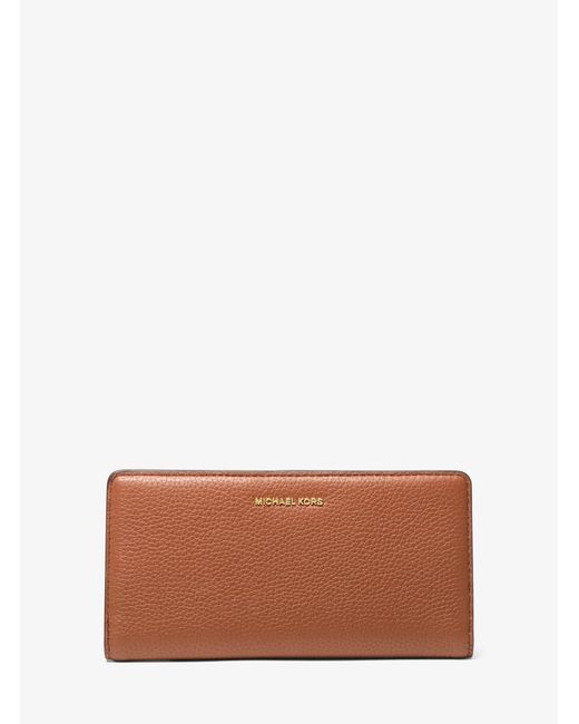 Michael Kors White Mk Bryant Large Pebbled Leather Snap-Front Wallet