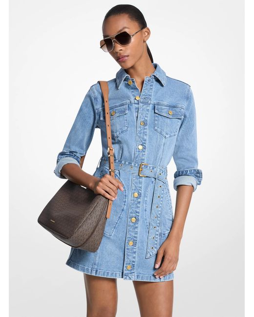 MICHAEL Michael Kors Blue Mk Denim Belted Mini Dress