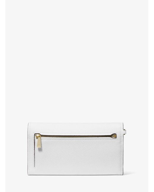MICHAEL Michael Kors White Mk Jet Set Medium Pebbled Leather Smartphone Wristlet