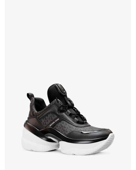 Michael Kors Outlet White Mk Olympia Signature Logo Trainer