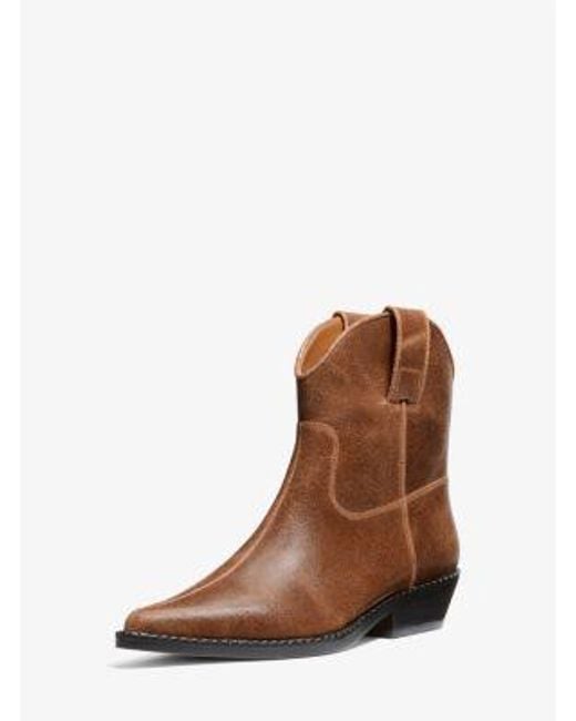 Michael Kors Brown Mk Noemie Distressed Leather Boot