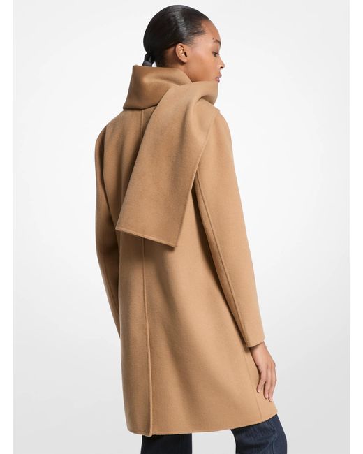 MICHAEL Michael Kors Blue Mk Wool Blend Scarf Coat