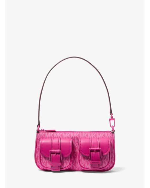 MICHAEL Michael Kors Pink Mk Zoe Small Signature Logo Convertible Pochette