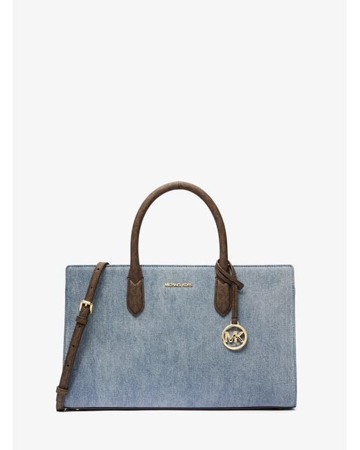 MICHAEL Michael Kors Blue Mk Scarlett Medium Denim Satchel