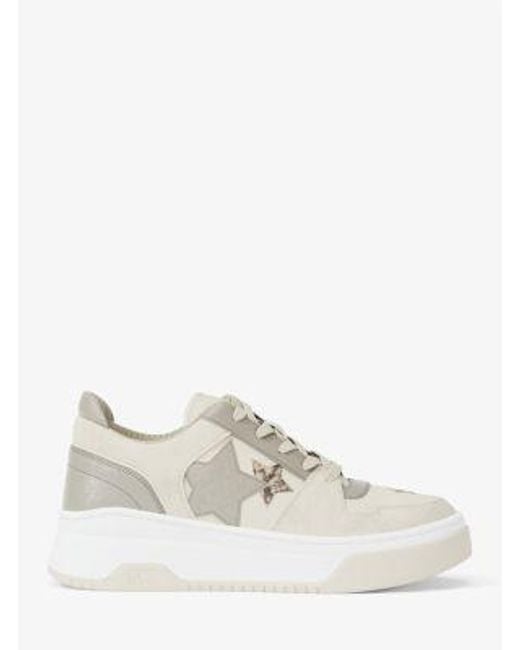 Michael Kors White Lexi Embellished Mixed-Media Sneaker