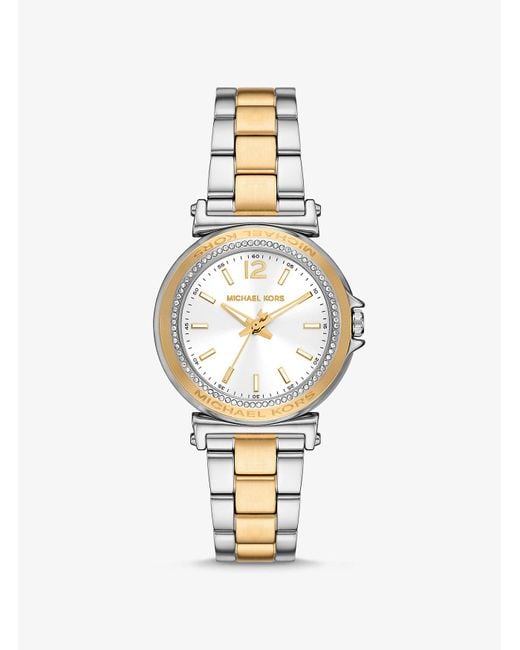 Mk Orologio Maren Mini Bicolore Con Pavé di Michael Kors in Metallic