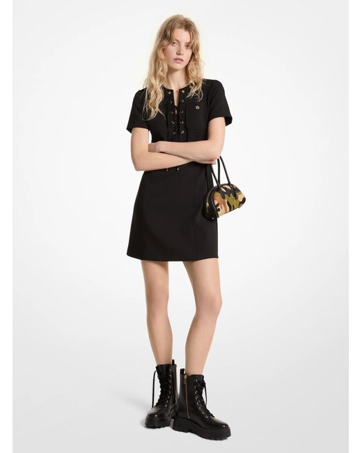 MICHAEL Michael Kors Black Stretch Crepe Lace-Up Dress