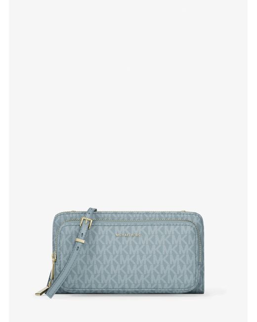 MICHAEL Michael Kors Blue Mk Jet Set Large Signature Logo Continental Crossbody Bag