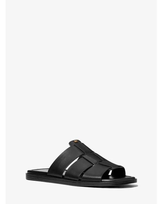 MICHAEL Michael Kors Black Mk Indy Leather Slide Sandal