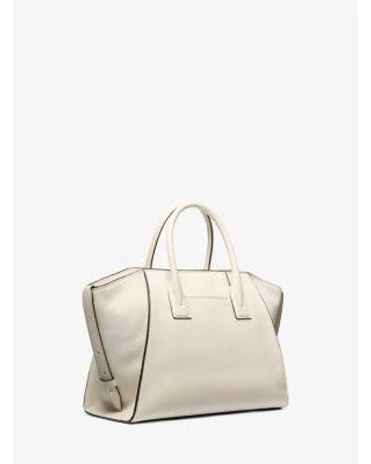 Michael Kors Natural Avril Large Leather And Suede Satchel