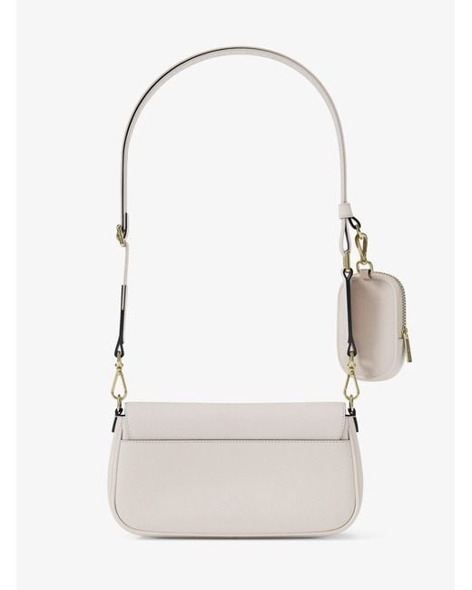 Michael Kors White Jet Set Travel Small Pebbled Leather Crossbody Bag With Pouch