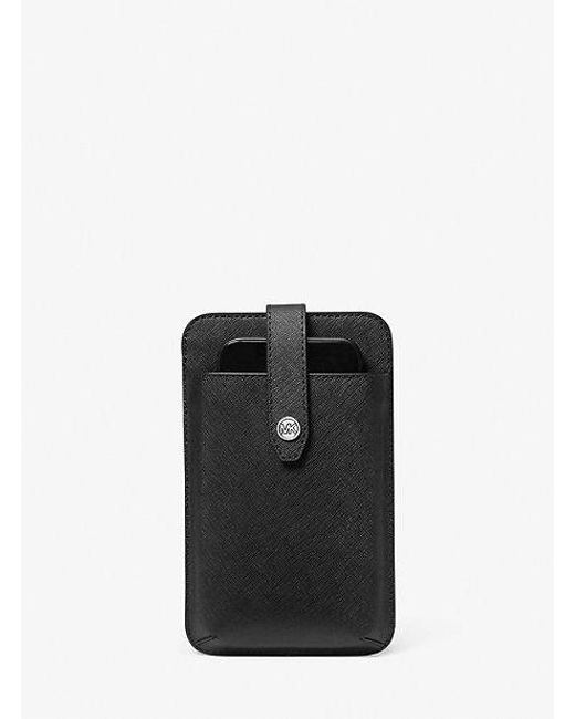 Michael Kors Black Saffiano Leather Smartphone Crossbody Bag