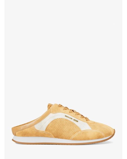 Michael Kors Outlet Natural Mk Avi Suede Slip-On Trainers