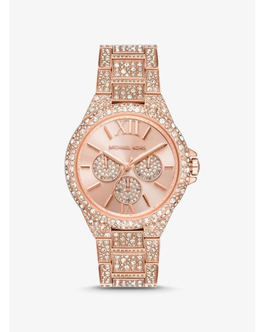 Michael Kors Oversized Camille Pavé Rose Goldtone Watch Lyst Australia