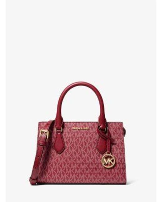 Michael Kors Red Sheila Small Signature Logo Satchel
