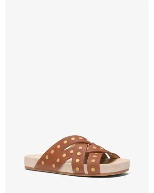 MICHAEL Michael Kors Brown Mk Irene Studded Leather Sandal