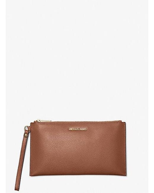 Michael Kors Brown Jet Set Travel Large Pebbled Leather Pouch