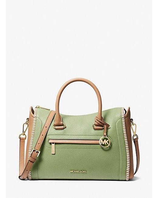 Michael Kors Green Carine Large Two-tone Leather Satchel