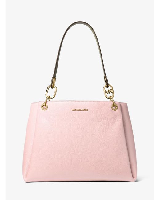 Michael Kors Trisha Large Pebbled Leather Shoulder Bag in Pink Lyst