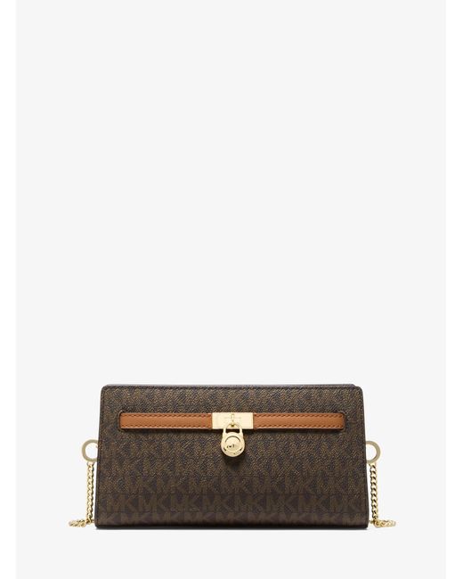 MICHAEL Michael Kors Brown Mk Hamilton Moderne Extra-Small Signature Logo Convertible Crossbody Bag