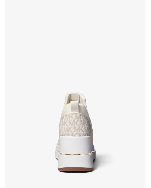 MICHAEL Michael Kors White Mk Emmy Mesh Zip-Up Wedge Trainer