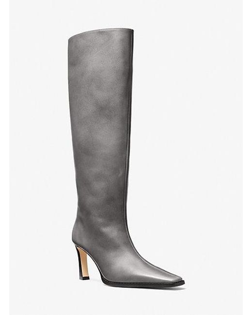 Michael Kors White Darrah Burnished Leather Boot