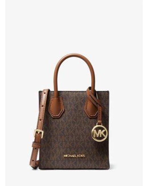 Michael Kors Brown Mercer Extra-Small Logo And Leather Crossbody Bag