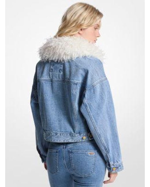 MICHAEL Michael Kors Blue Faux Fur Collar Denim Jacket