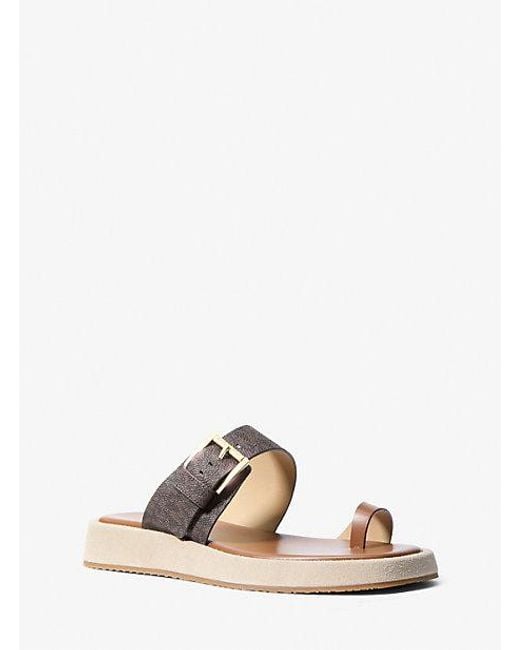 Michael Kors Brown Selah Signature Logo Slide Sandal