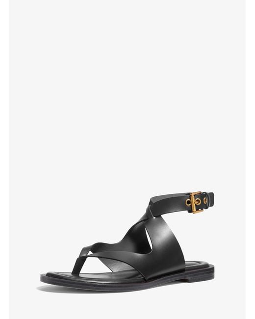Michael Kors Black Mk Irene Leather Wrap Sandal