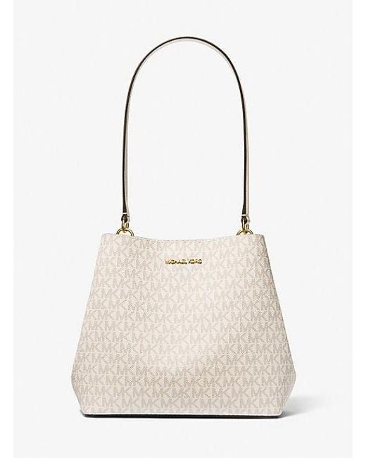 Michael Kors Natural Pratt Medium Signature Logo Shoulder Bag