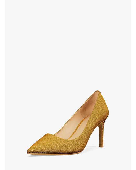 MICHAEL Michael Kors White Mk Alina Glitter Embellished Leather Pump