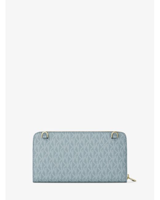 MICHAEL Michael Kors Blue Mk Jet Set Large Signature Logo Continental Crossbody Bag