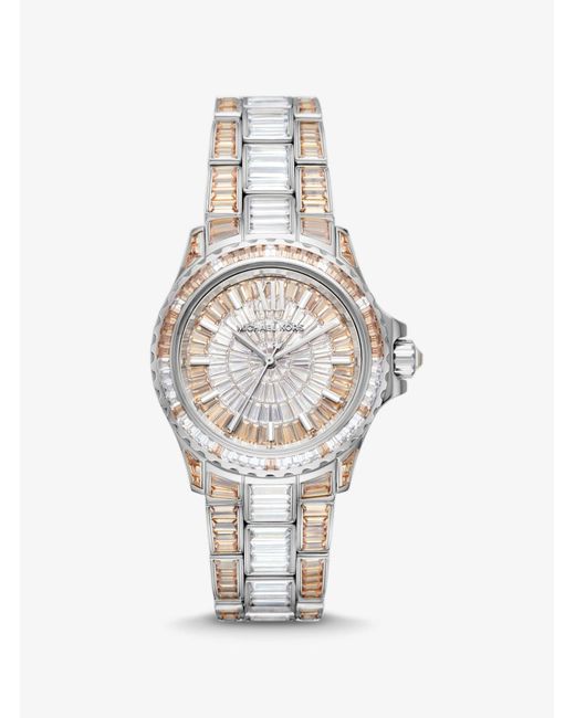 Michael Kors White Limited-edition Mini Everest Two-tone Pavé Silver-tone Watch