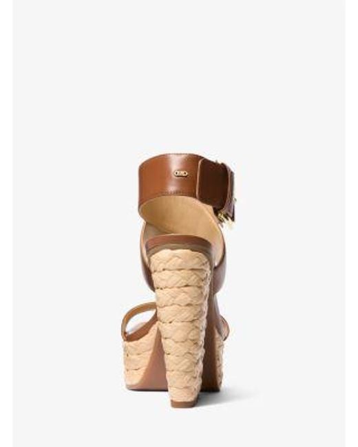 Michael Kors Natural Rhoda Leather Platform Sandal