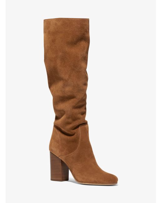 Michael Kors Leigh Suede Boot in Brown | Lyst