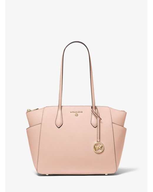 Michael Kors Marilyn Medium Saffiano Leather Tote Bag in Soft Pink ...