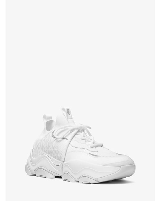Michael Kors White Mixed-Media Athletic Trainers for men