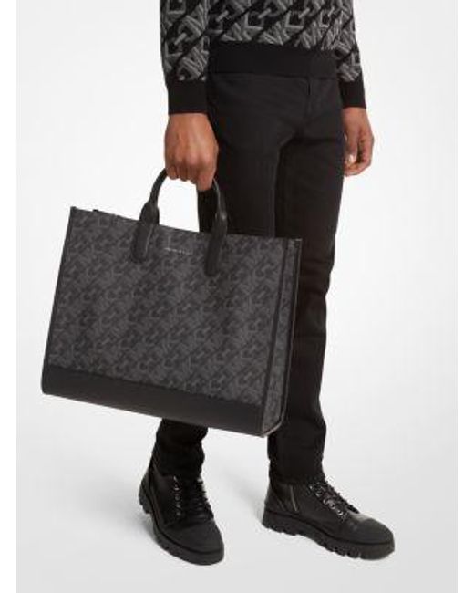 Michael Kors Black Mk Hudson Empire Signature Logo Tote Bag for men