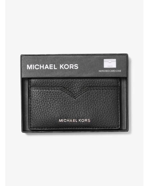 Michael Kors White Hudson Pebbled Leather Card Case for men