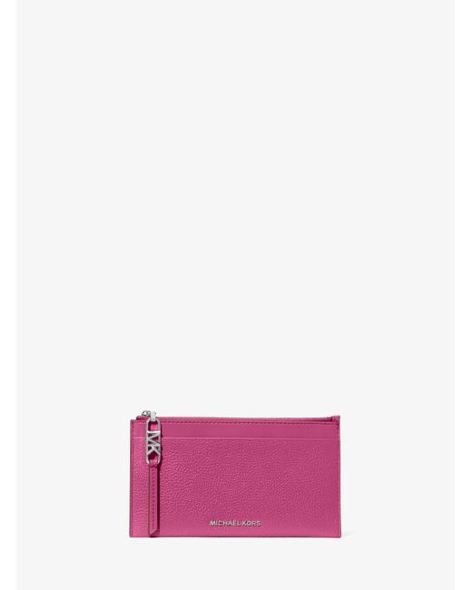 MICHAEL Michael Kors Pink Empire Large Pebbled Leather Card Case