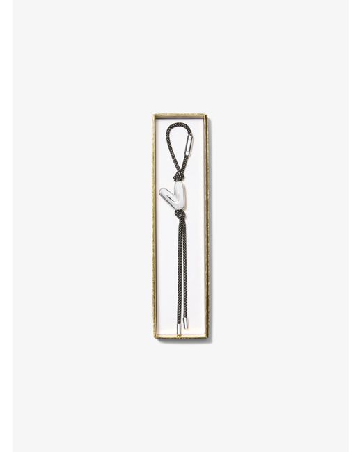 MICHAEL Michael Kors White Mk Initial-Tone And Speckled Cord Bag Charm