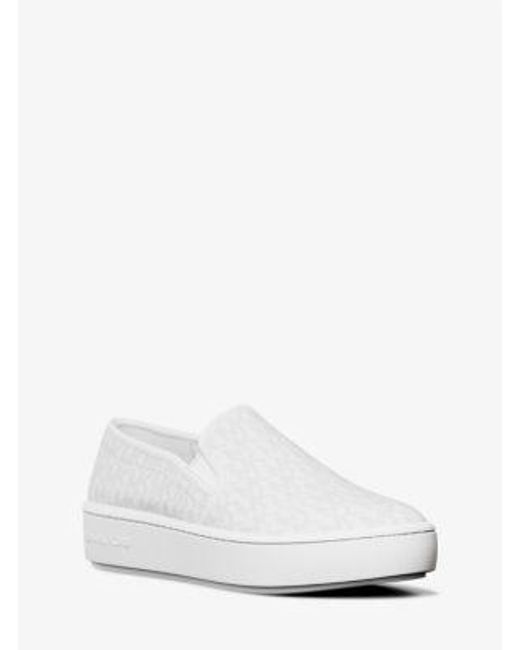 Michael Kors White Teddi Signature Logo Slip-On Sneaker