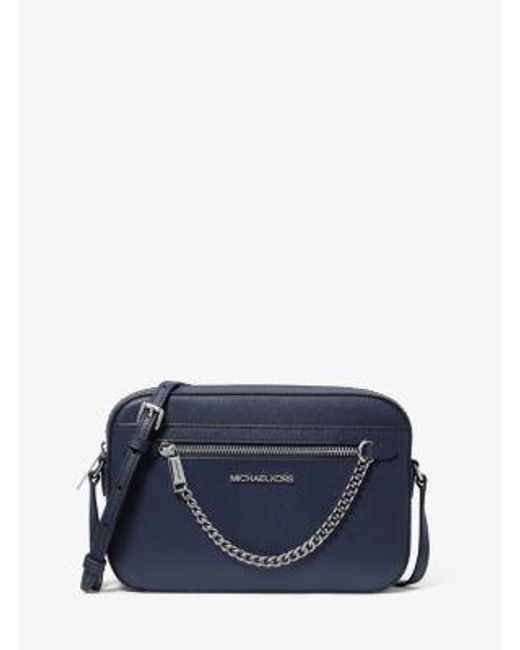 Michael Kors Blue Jet Set Large Saffiano Leather Crossbody Bag