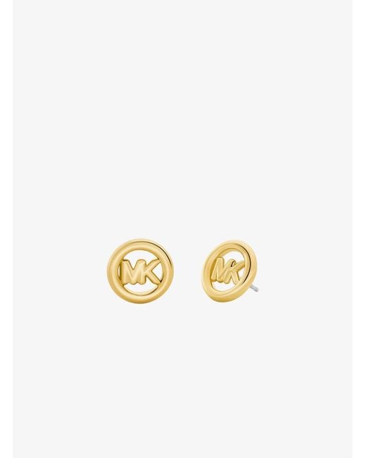 Michael Kors Metallic Small Logo Charm Stud Earrings