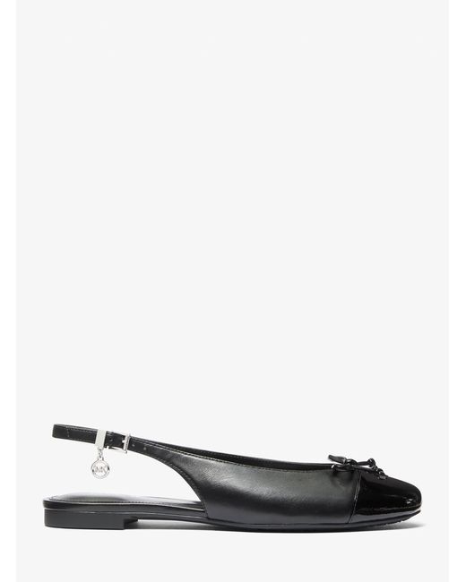 MICHAEL Michael Kors Black Mk Piper Leather Slingback Ballet Flat