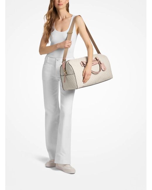 Michael Kors Natural Mk Jet Set Travel Extra-Large Signature Logo Weekender Bag